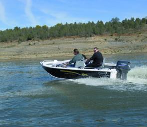 The Pro-Star 435 Stinger zips along nicely two-up with a 40hp two-stroke.